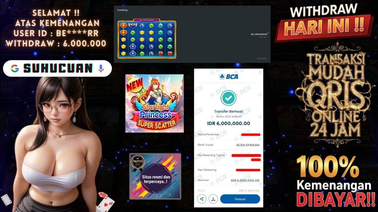 SUHUCUAN JACKPOT SLOT STARLIGHT PRINCESS SUPER SCATTER